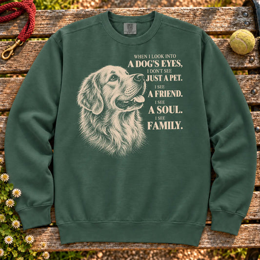 Blue Spruce Comfort Colors® sweatshirt featuring the Golden Retriever More Than a Pet design.