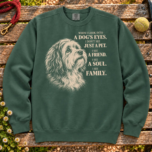 Blue Spruce Comfort Colors® sweatshirt featuring the Havanese More Than a Pet design.