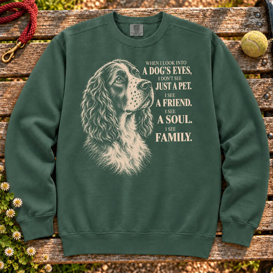Blue Spruce Comfort Colors® sweatshirt featuring the Springer Spaniel More Than a Pet design.