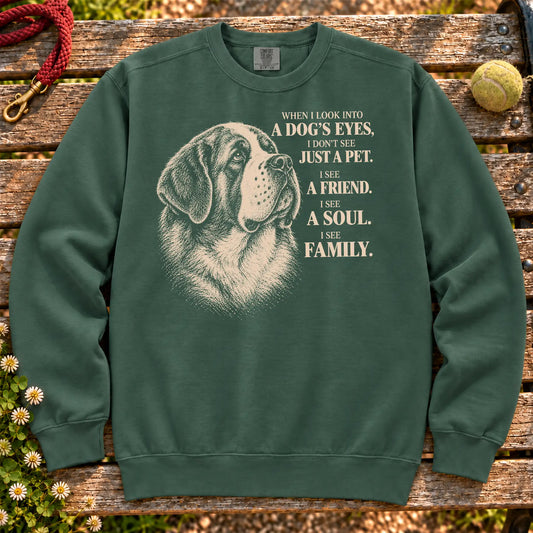 Blue Spruce Comfort Colors® sweatshirt featuring the Saint Bernard More Than a Pet design.