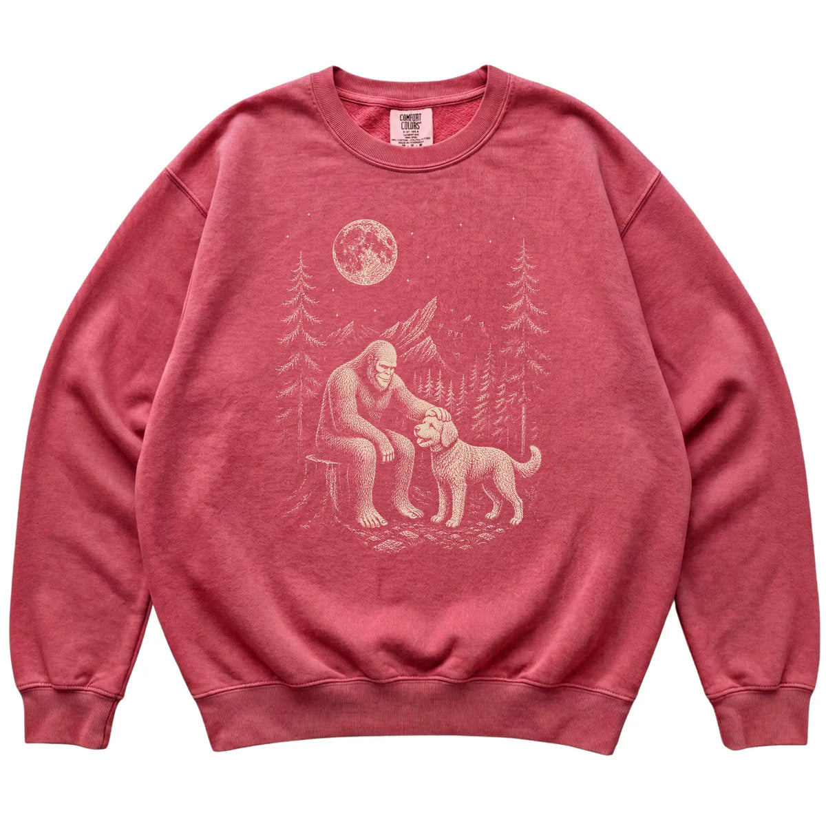 Labradoodle and Bigfoot Sweatshirt in Crimson
