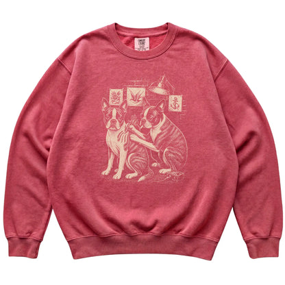 Crimson Boston Terrier Dog Tattoo Artist shirt laid flat