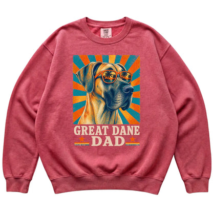 Retro Great Dane Dad design on a Crimson Comfort Colors sweatshirt