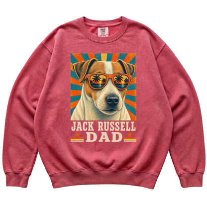 Retro Jack Russell Dad design on a Crimson Comfort Colors sweatshirt