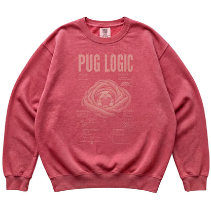 Crimson Pug Logic T-Shirt laid flat