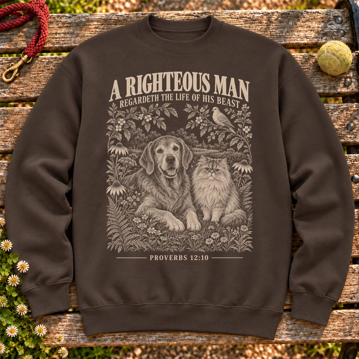 Dark Chocolate A Righteous Man scripture crewneck sweatshirt