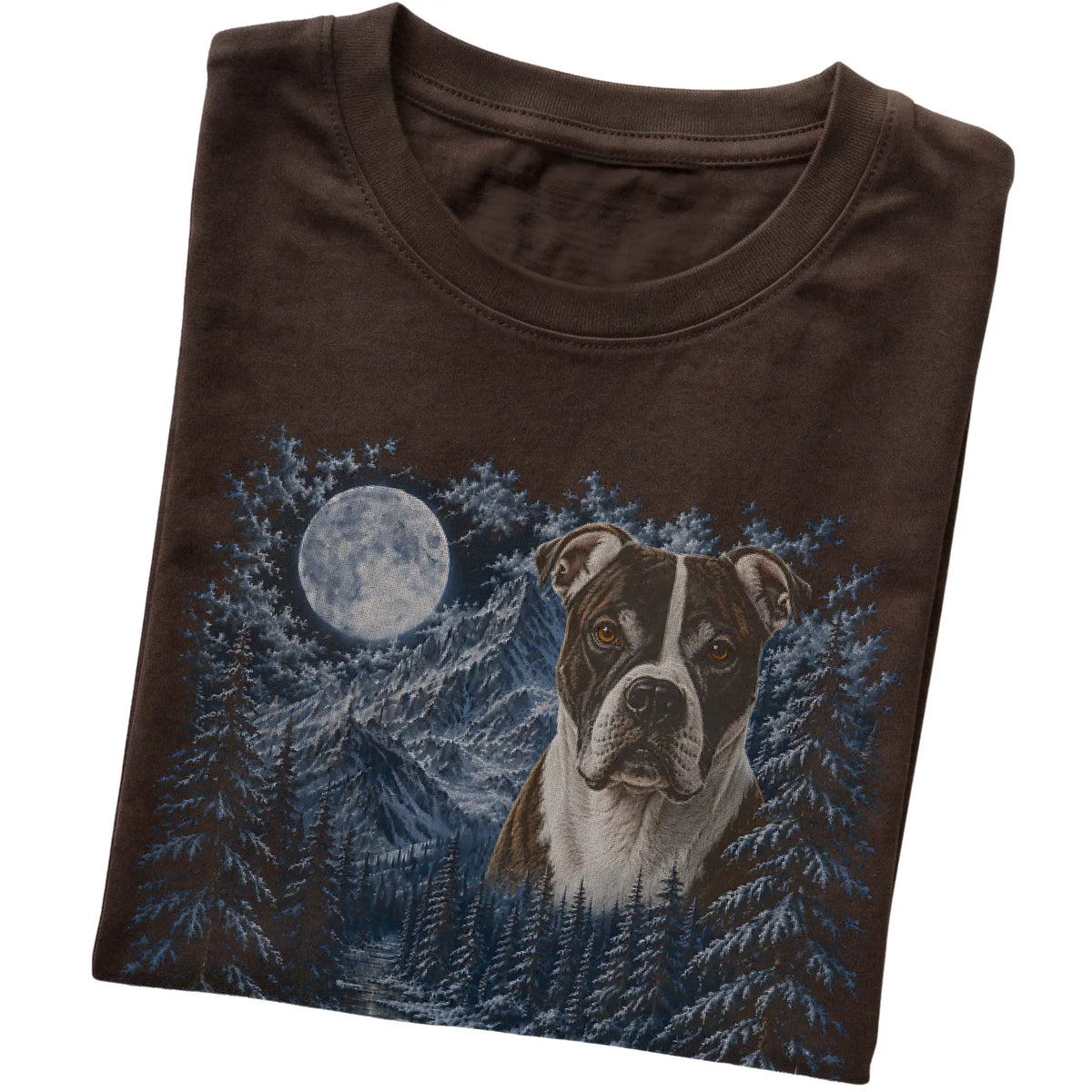 American Bulldog Forest Moon T-Shirt in Dark Chocolate