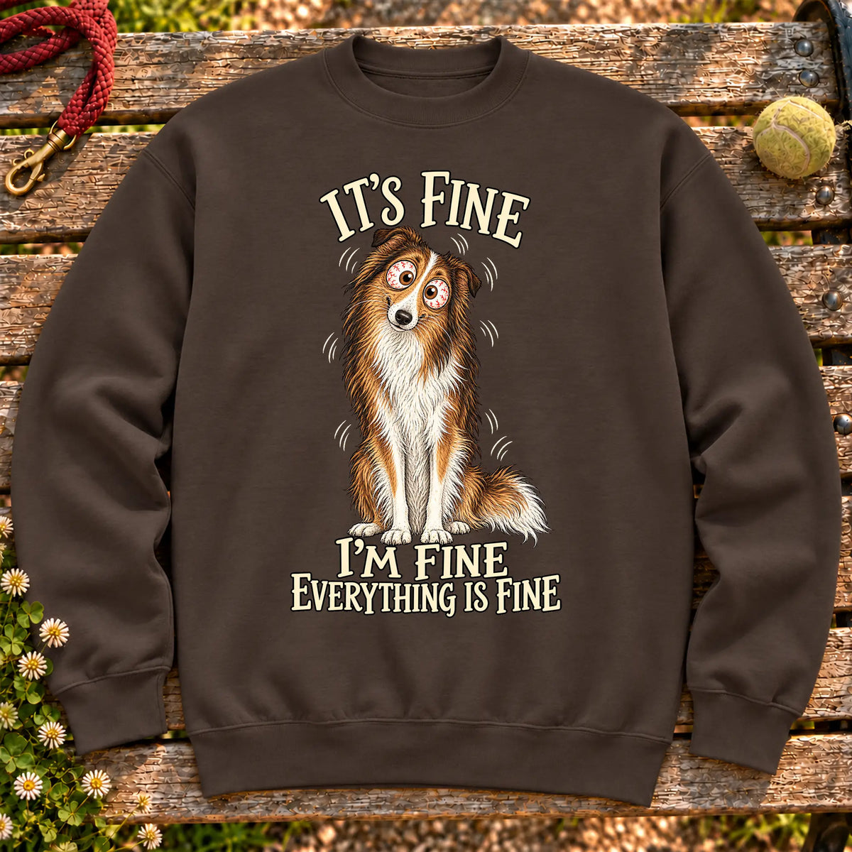 Collie Everything Is Fine crewneck sweatshirt in Dark Chocolate
