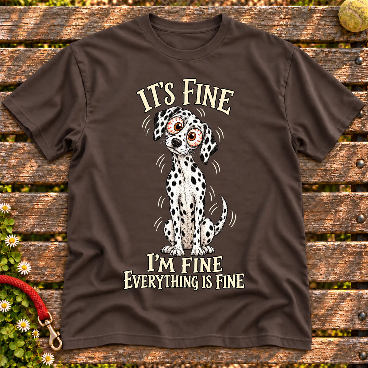 Dalmatian Everything Is Fine Softstyle T-shirt in Dark Chocolate
