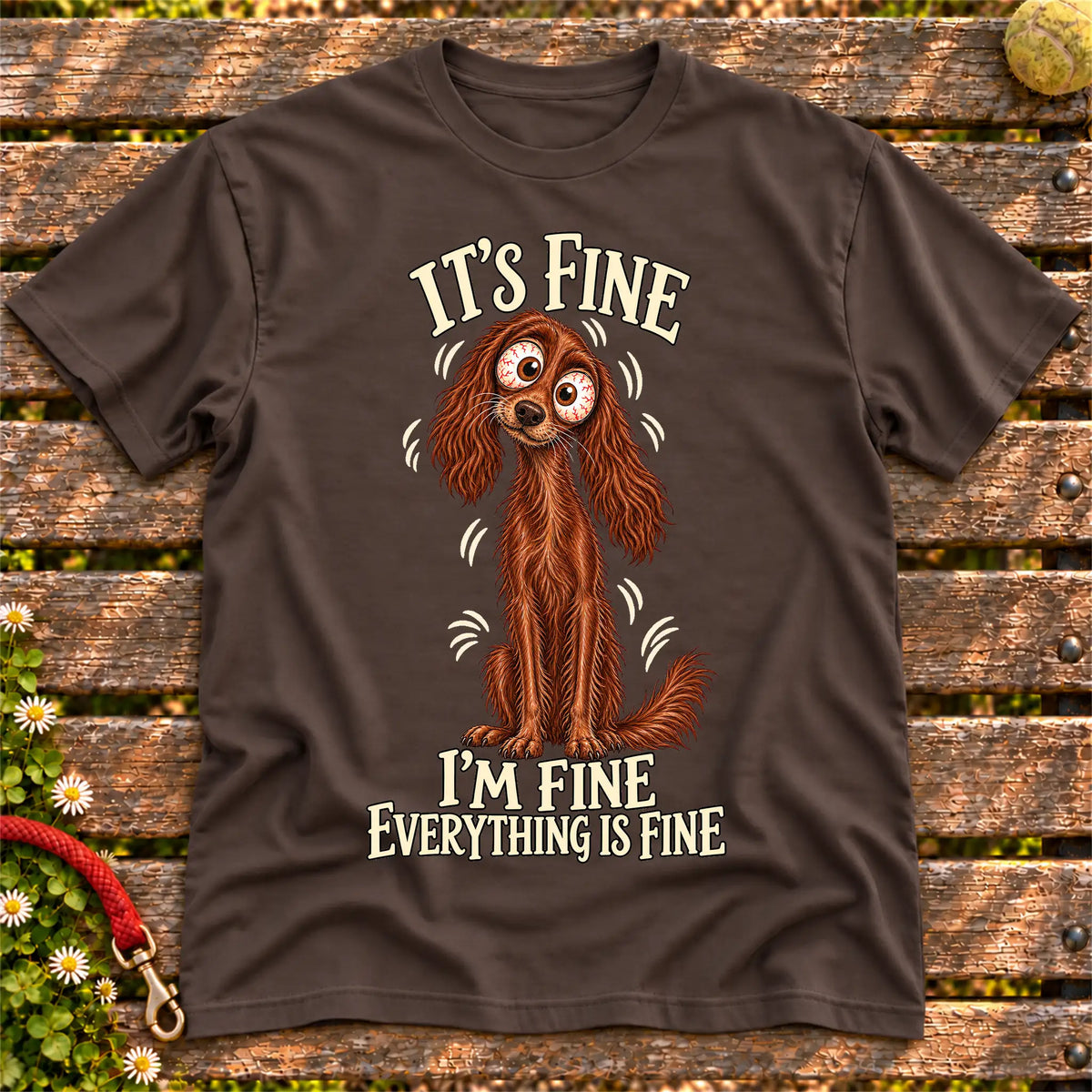 Irish Setter Everything Is Fine Softstyle T-shirt in Dark Chocolate
