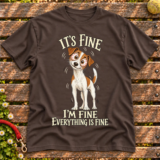 Jack Russell Everything Is Fine Softstyle T-shirt in Dark Chocolate