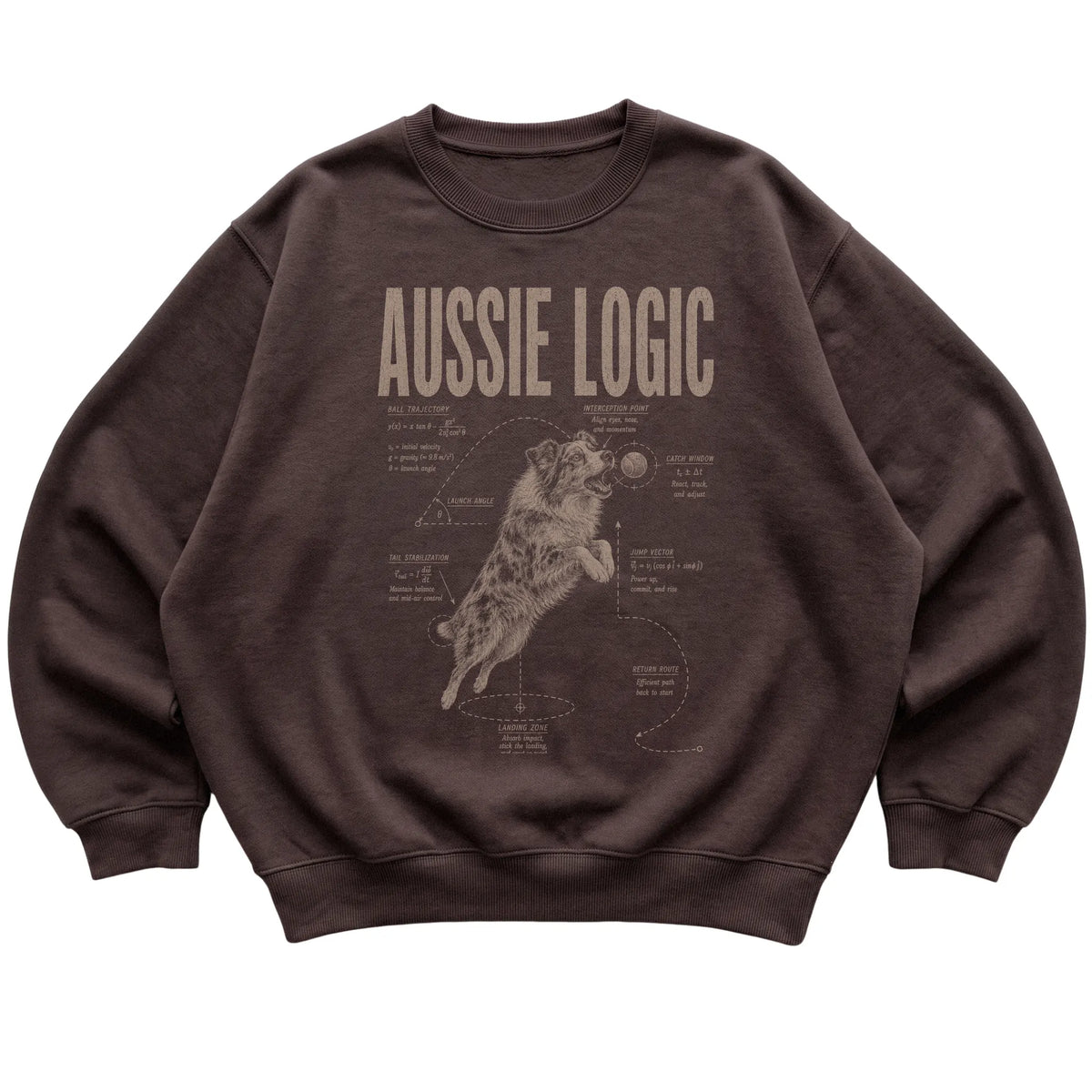 Dark Chocolate Australian Shepherd Logic T-Shirt laid flat