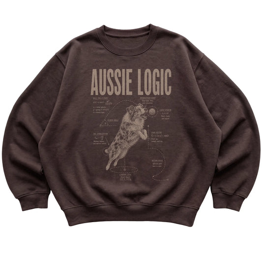 Dark Chocolate Australian Shepherd Logic T-Shirt laid flat
