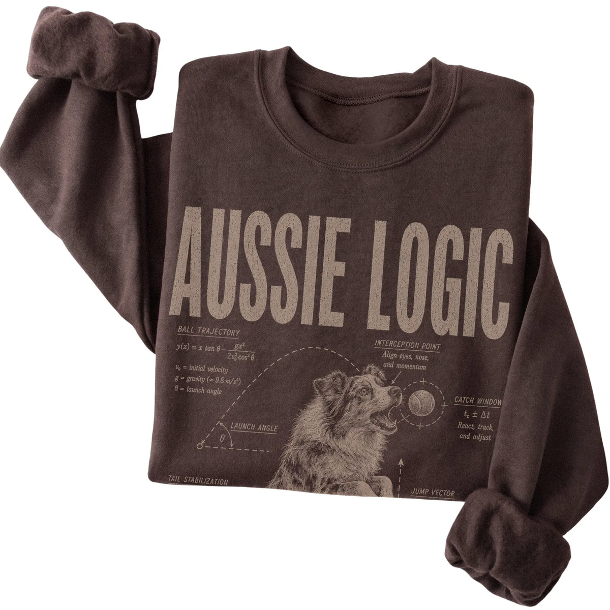 Dark Chocolate Australian Shepherd Logic T-Shirt folded detail