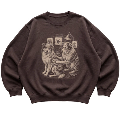 Dark Chocolate Australian Shepherd Dog Tattoo Artist shirt laid flat