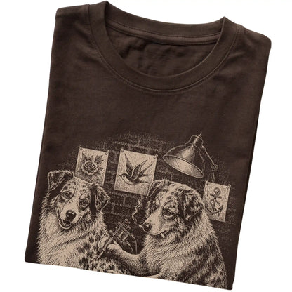 Dark Chocolate Australian Shepherd Dog Tattoo Artist folded detail view