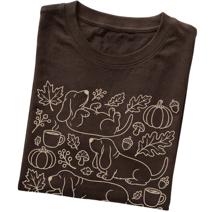 Dark Chocolate Basset Hound Fall Leaves folded detail view