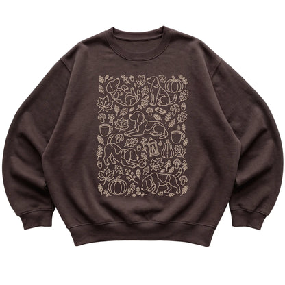 Dark Chocolate Beagle Fall Leaves shirt laid flat