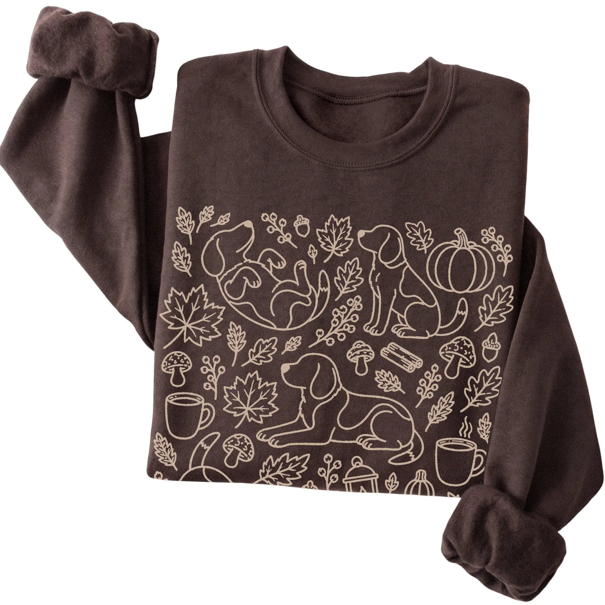 Dark Chocolate Beagle Fall Leaves folded detail view