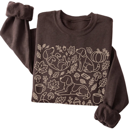 Dark Chocolate Beagle Fall Leaves folded detail view