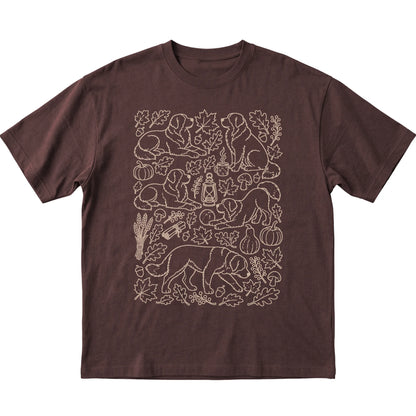 Dark Chocolate Bernese Mountain Dog Fall Leaves shirt laid flat
