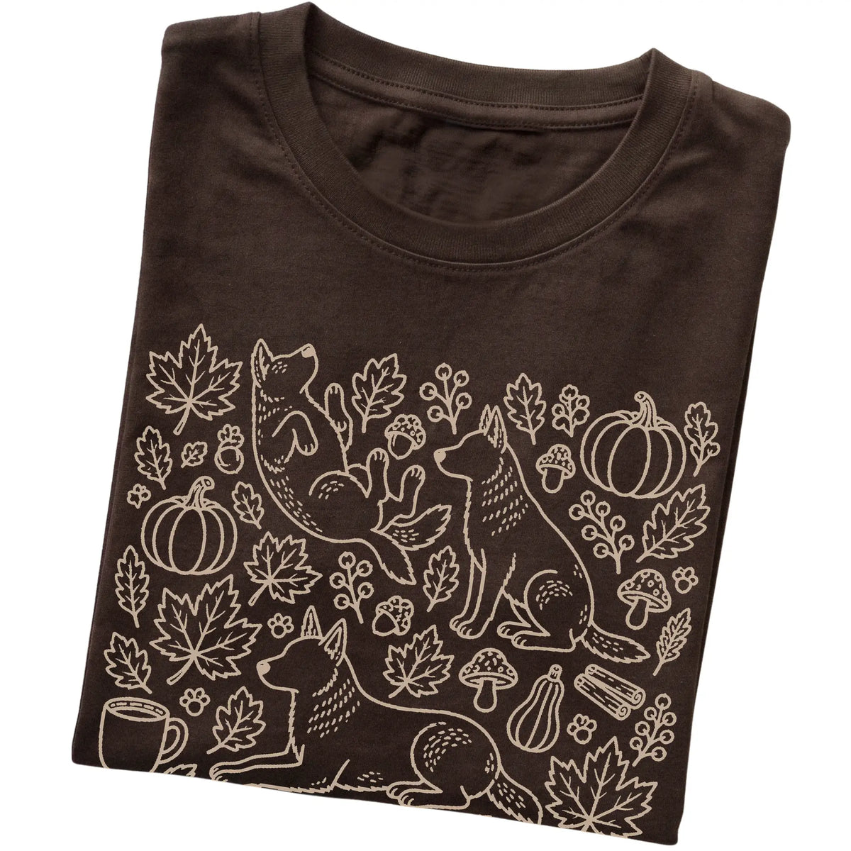 Dark Chocolate Blue Heeler Fall Leaves folded detail view