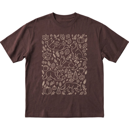 Dark Chocolate Border Collie Fall Leaves shirt laid flat