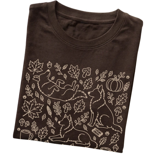 Dark Chocolate Border Collie Fall Leaves folded detail view