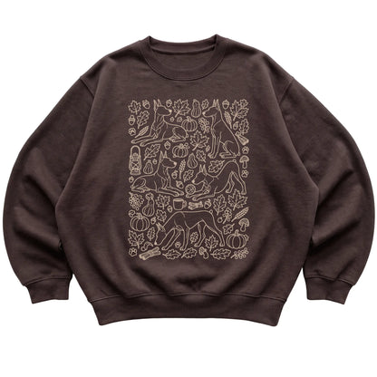Dark Chocolate Doberman Fall Leaves shirt laid flat