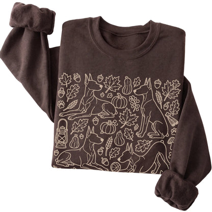 Dark Chocolate Doberman Fall Leaves folded detail view