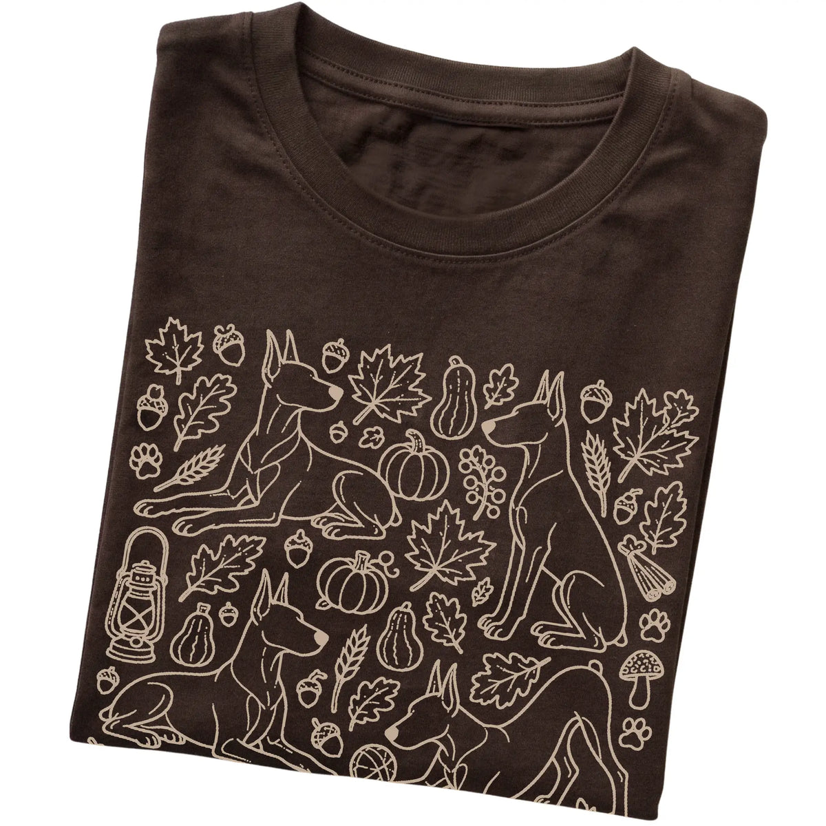 Dark Chocolate Doberman Fall Leaves folded detail view