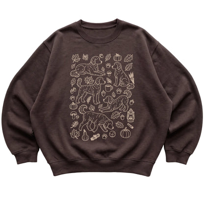 Dark Chocolate Goldendoodle Fall Leaves shirt laid flat