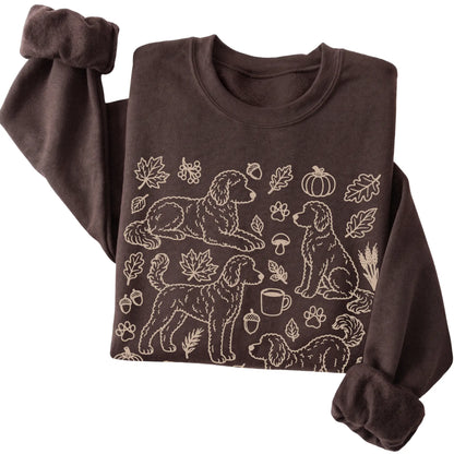 Dark Chocolate Goldendoodle Fall Leaves folded detail view