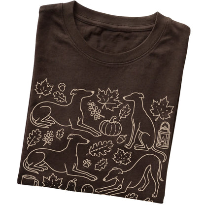 Dark Chocolate Greyhound Fall Leaves folded detail view