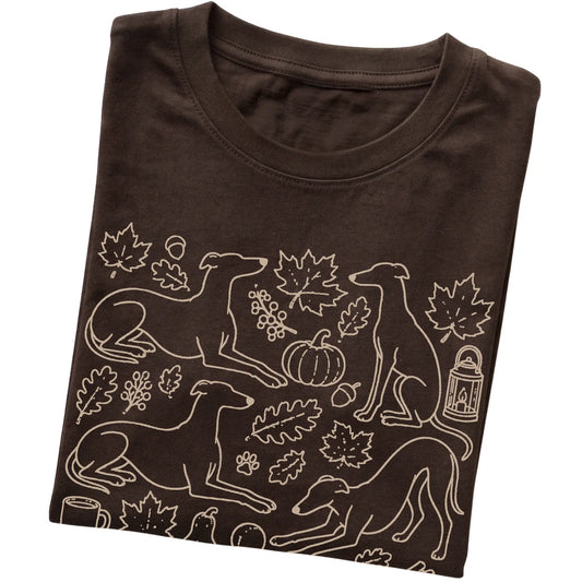 Dark Chocolate Greyhound Fall Leaves folded detail view