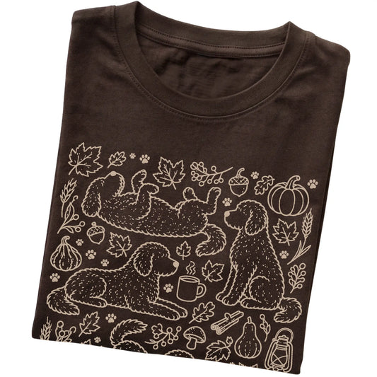 Dark Chocolate Labradoodle Fall Leaves folded detail view