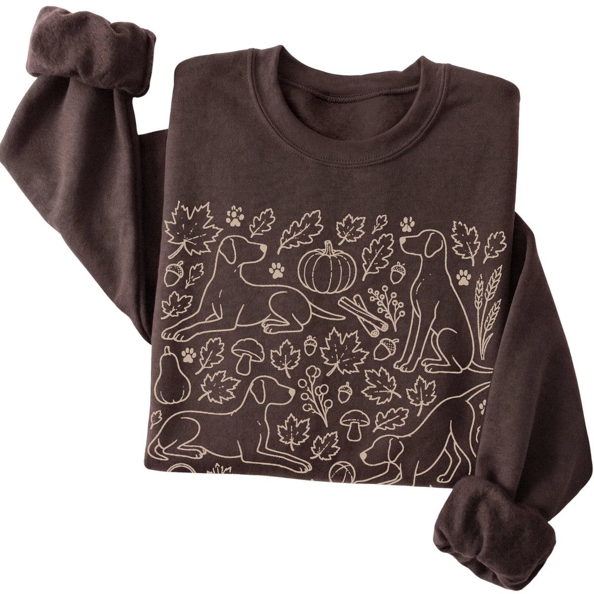 Dark Chocolate Pointer Fall Leaves folded detail view