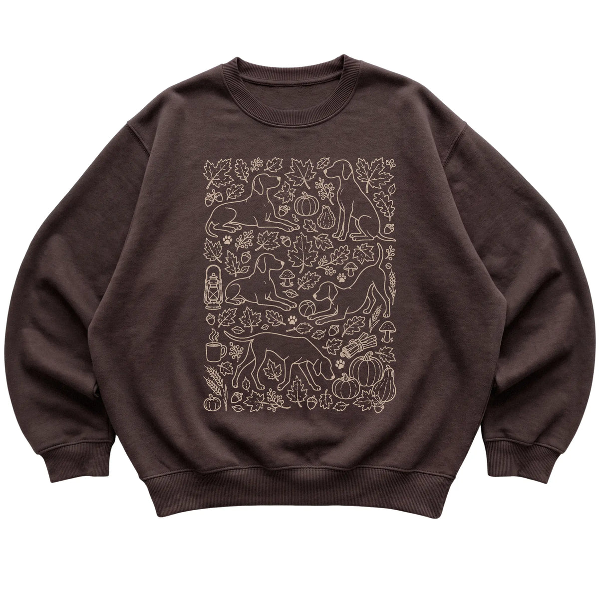 Dark Chocolate Vizsla Fall Leaves shirt laid flat
