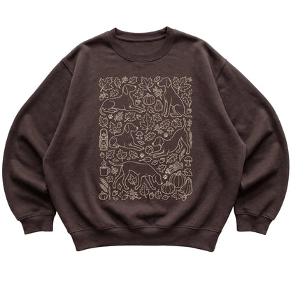 Dark Chocolate Vizsla Fall Leaves shirt laid flat