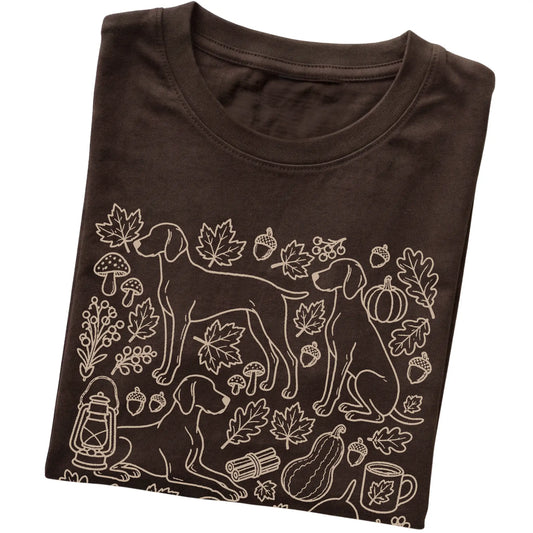 Dark Chocolate Weimaraner Fall Leaves folded detail view