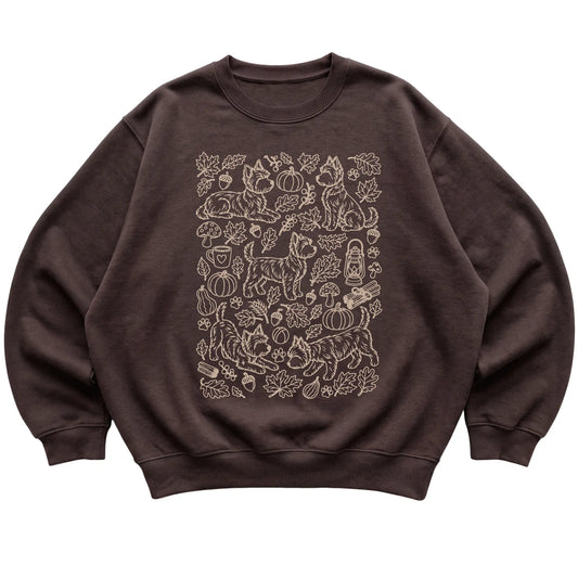 Dark Chocolate Yorkie Fall Leaves shirt laid flat