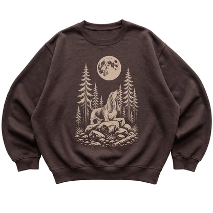Basset Hound Howling at the Moon crewneck sweatshirt in Dark Chocolate