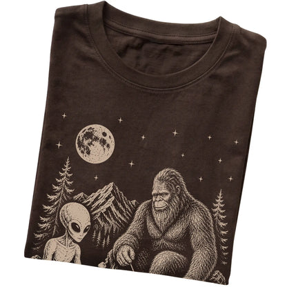 Dark Chocolate Beagle Camping with Bigfoot and Alien folded detail view
