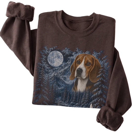 Beagle Forest Moon Sweatshirt in Dark Chocolate