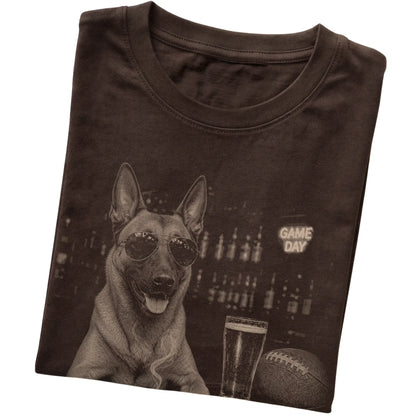 Dark Chocolate Beer and Football Belgian Malinois T-shirt, folded