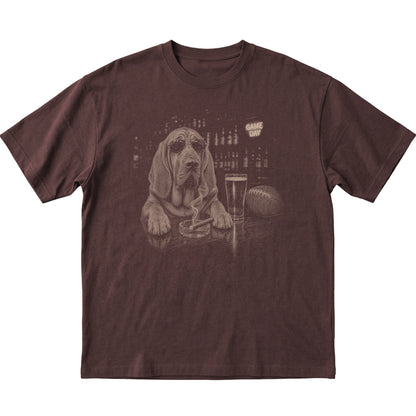 Dark Chocolate Beer and Football Bloodhound T-shirt, laid flat