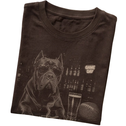 Dark Chocolate Beer and Football Cane Corso T-shirt, folded