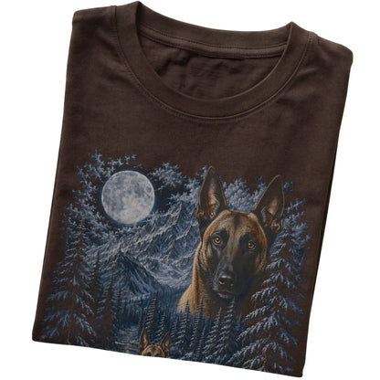 Belgian Malinois Forest Moon T-Shirt in Dark Chocolate