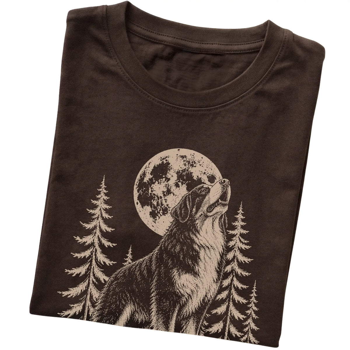 Bernese Mountain Dog Howling at the Moon softstyle T-shirt in Dark Chocolate