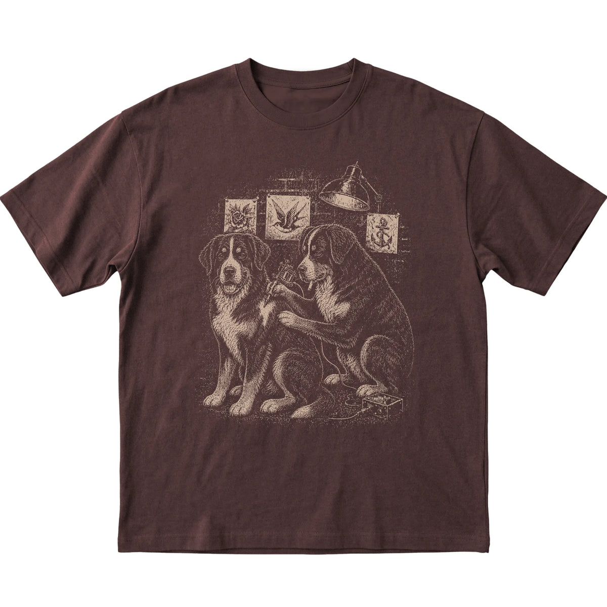 Dark Chocolate Bernese Mountain Dog Dog Tattoo Artist shirt laid flat